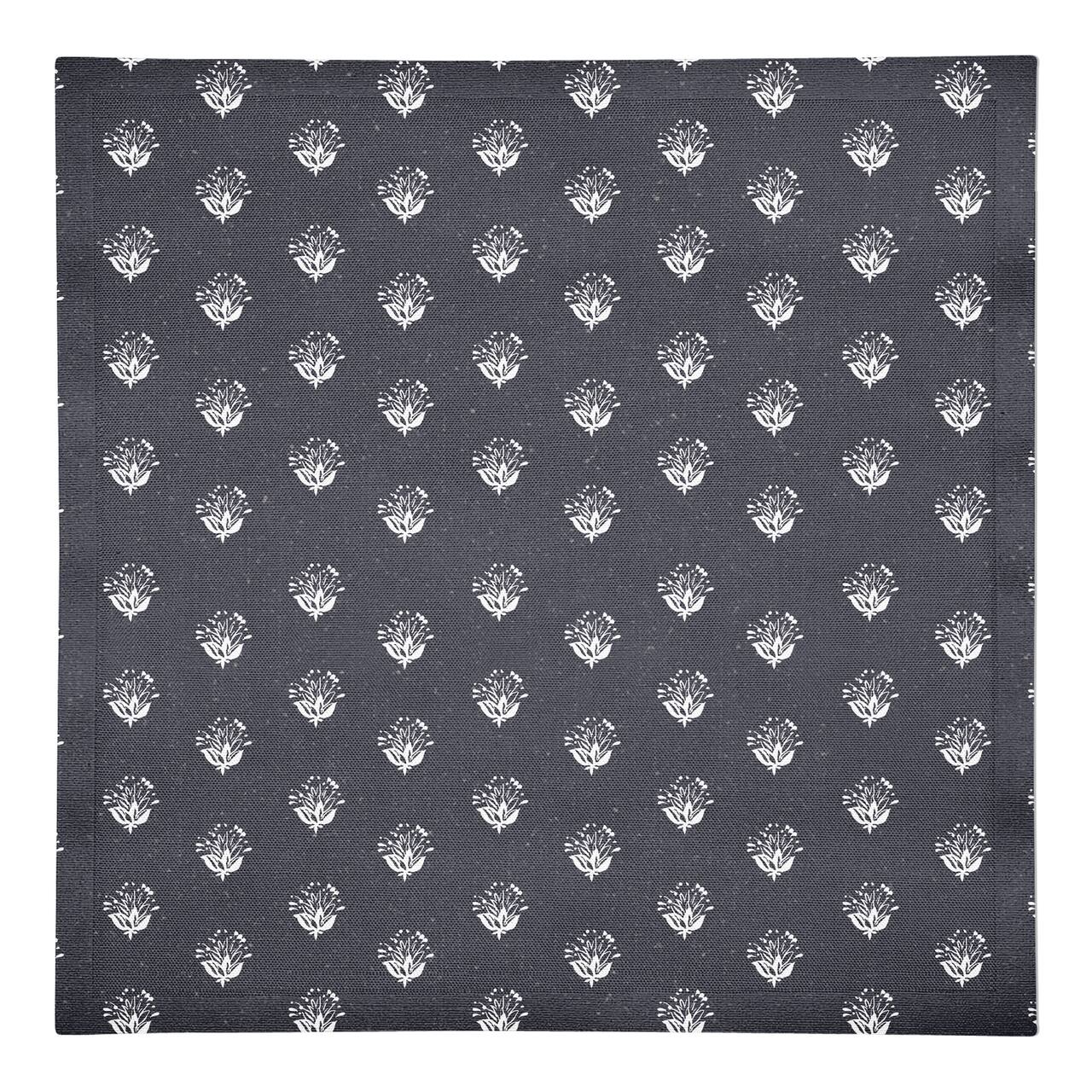 Navy Floral Pattern 10" x 10" Cotton Twill Napkin